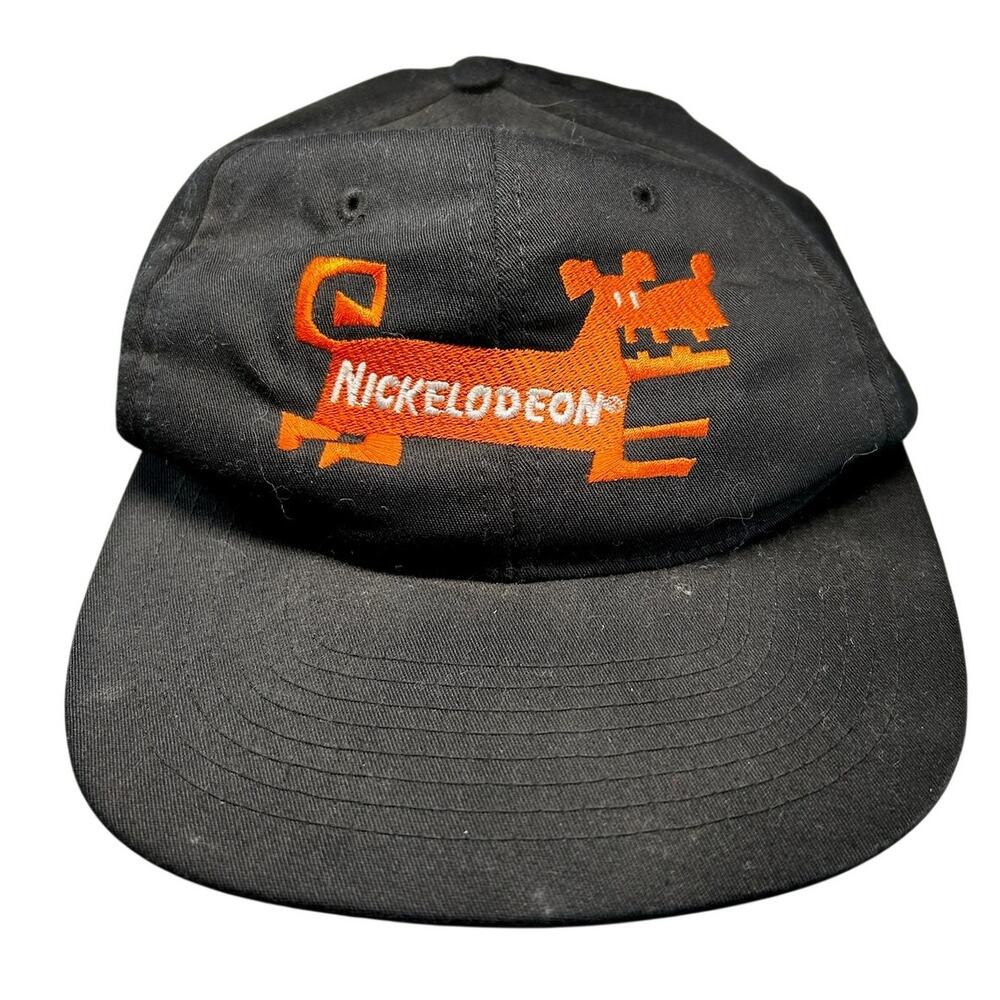 Nickelodeon Vintage 90s black orange dog snapback hat OSFA